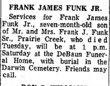 Frank James Funk Jr Obiturary