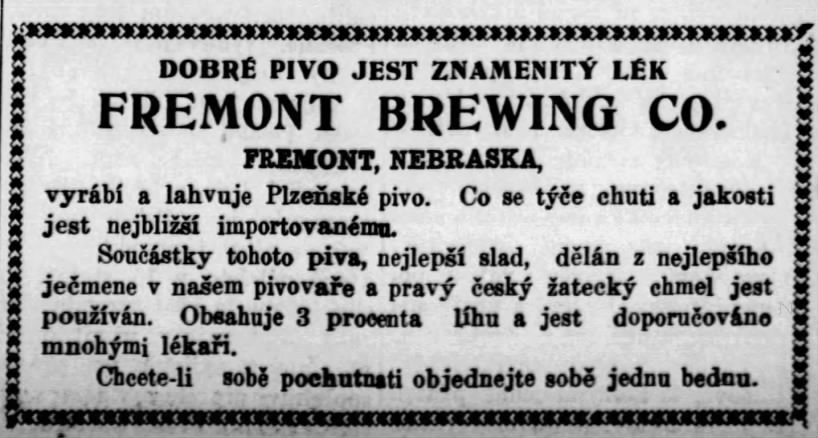 19150224 Kansasky Pokrok Wilson, Kansas Fremont Brewing Company AD