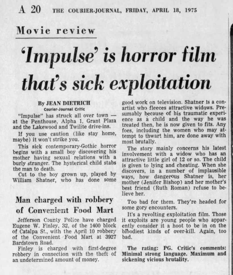 Impulse (Shatner) 1975 review KY