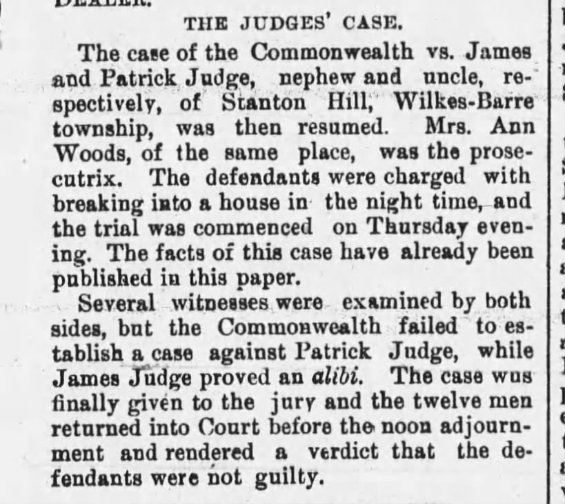James and Patrick Judge case 1886