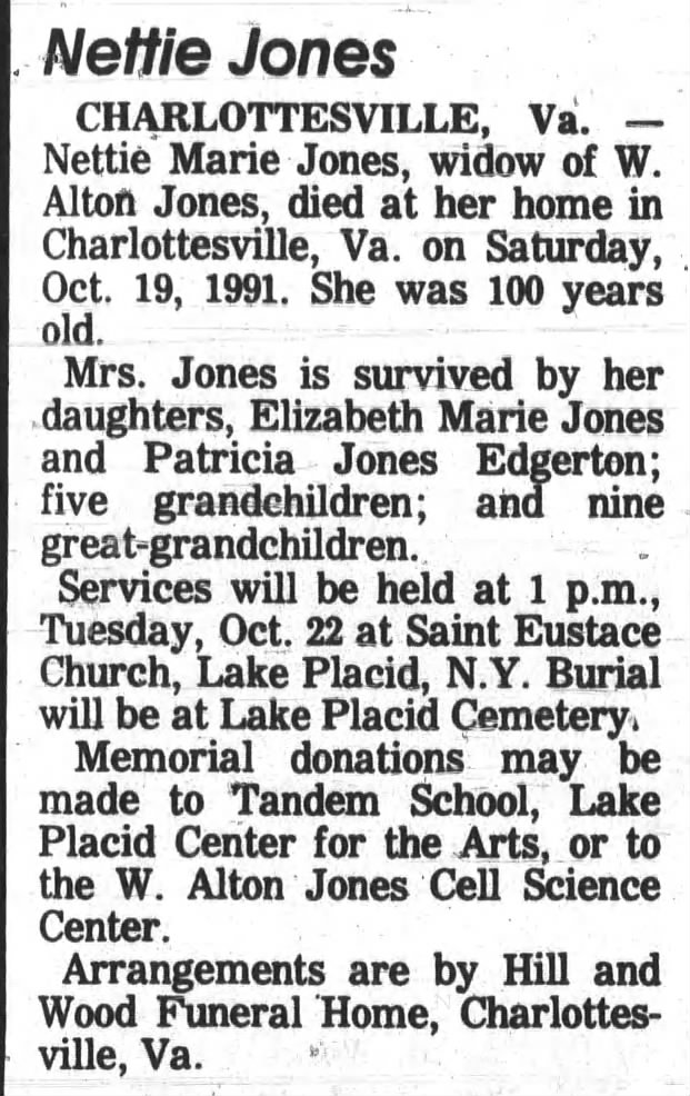Obituary for Nettie Marie Jones (Aged 100)