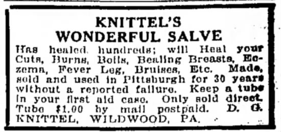 Knittel's Wonderful Salve 4.1.1926