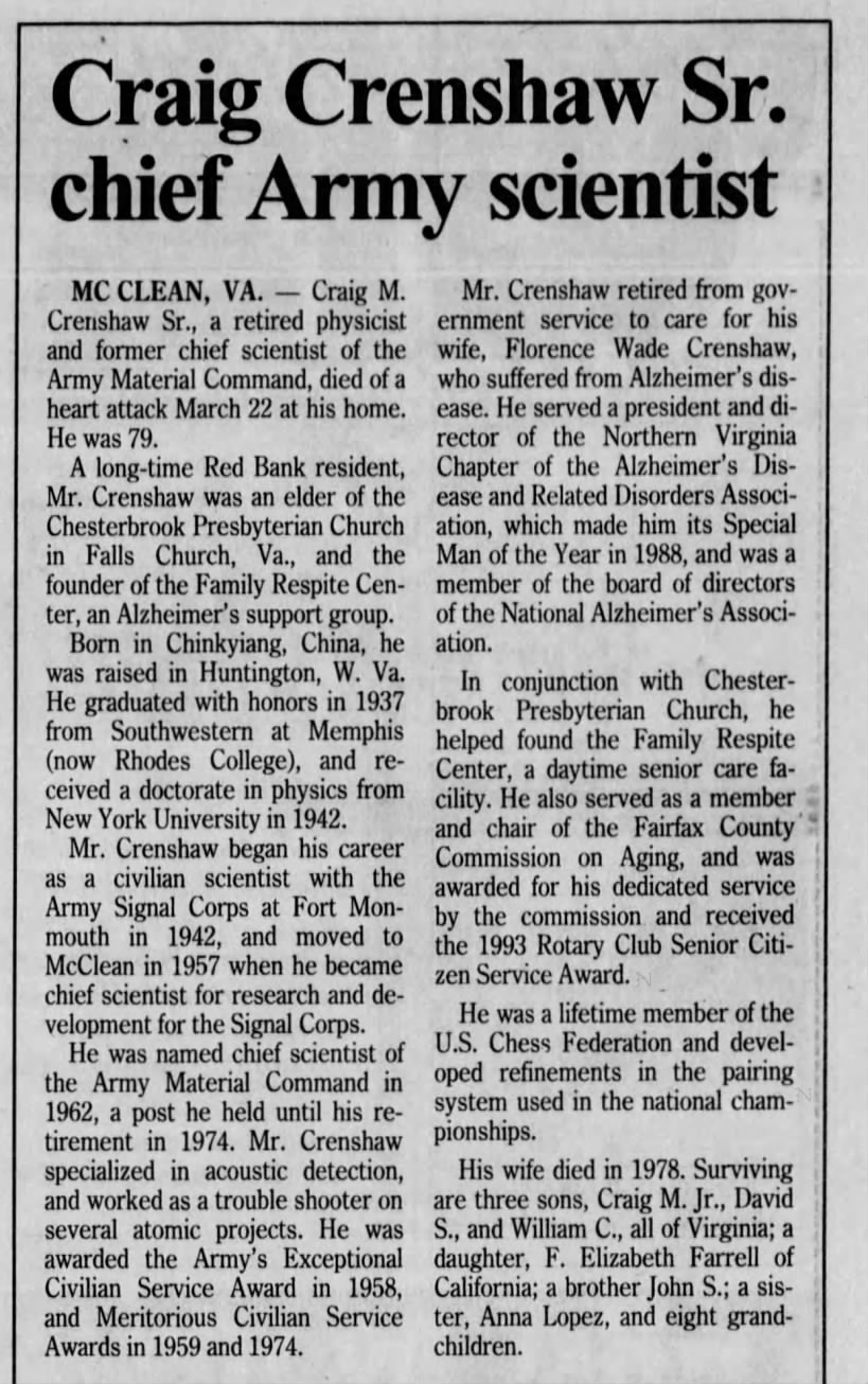 Obituary for Craig M. Crenshaw (Aged 79)