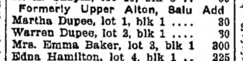 Emma Baker assessment list 10 Jul 1923