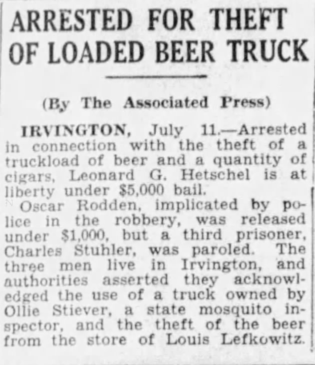 Arrested for Theft of Loaded Beer Truck