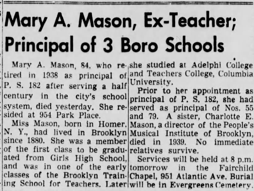 Mary A Mason obituary