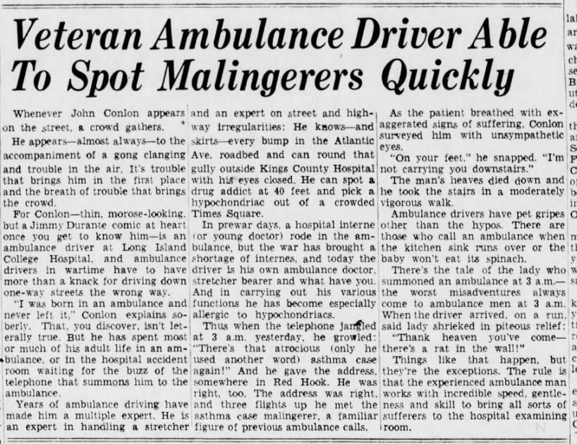 1945 Veteran Ambulance Driver Spots Malingers Quickly