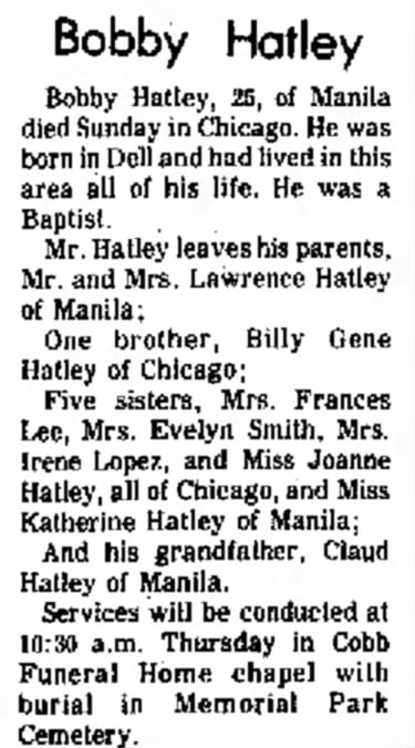 Bobby Hatley Obituary