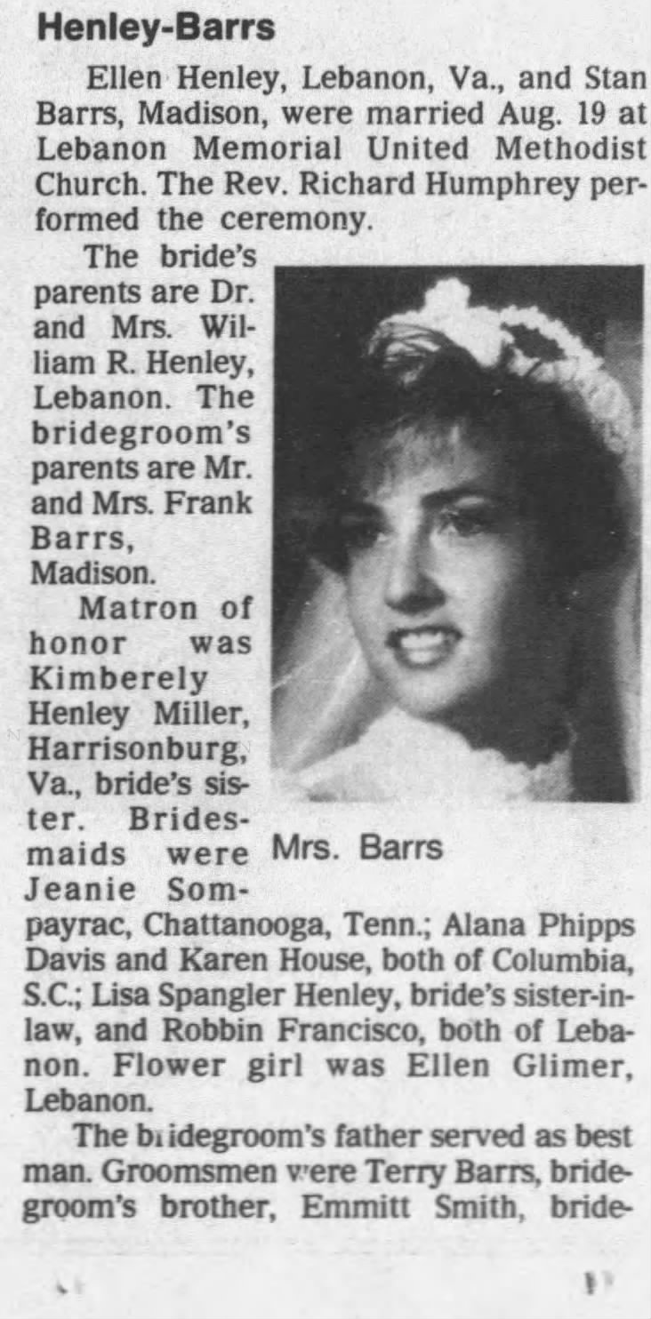 Marriage of Henley / Barrs