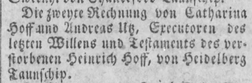 York Gazette 23 Mar. 1832 verstorbenen Heinrich Hoff