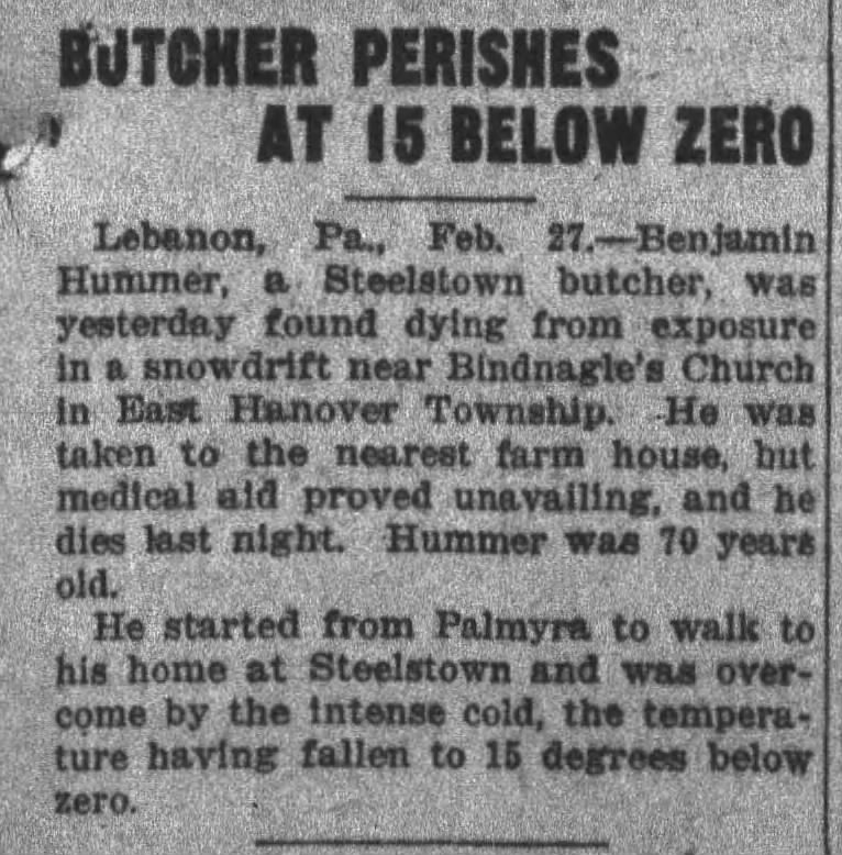 Benjamin Hummer Freezes to Death