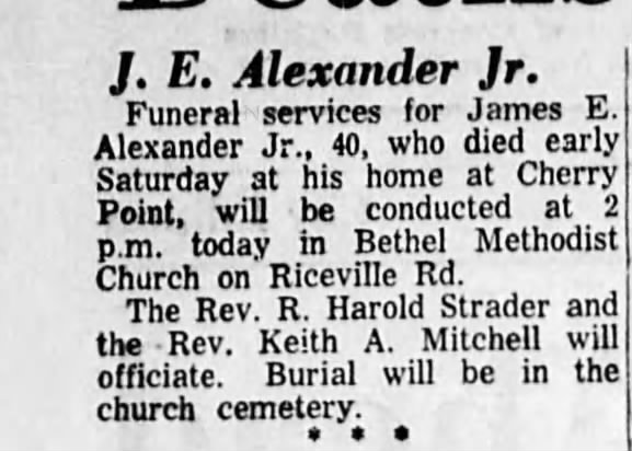 James E Alexander Jr Death Notice