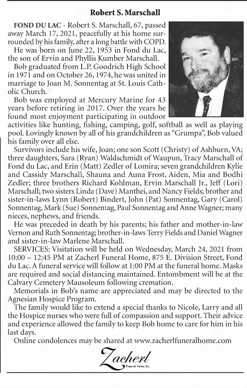 Obituary for Robert S. Marschall