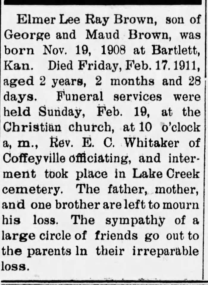 Obituary for Elmer Lee Ray Brown