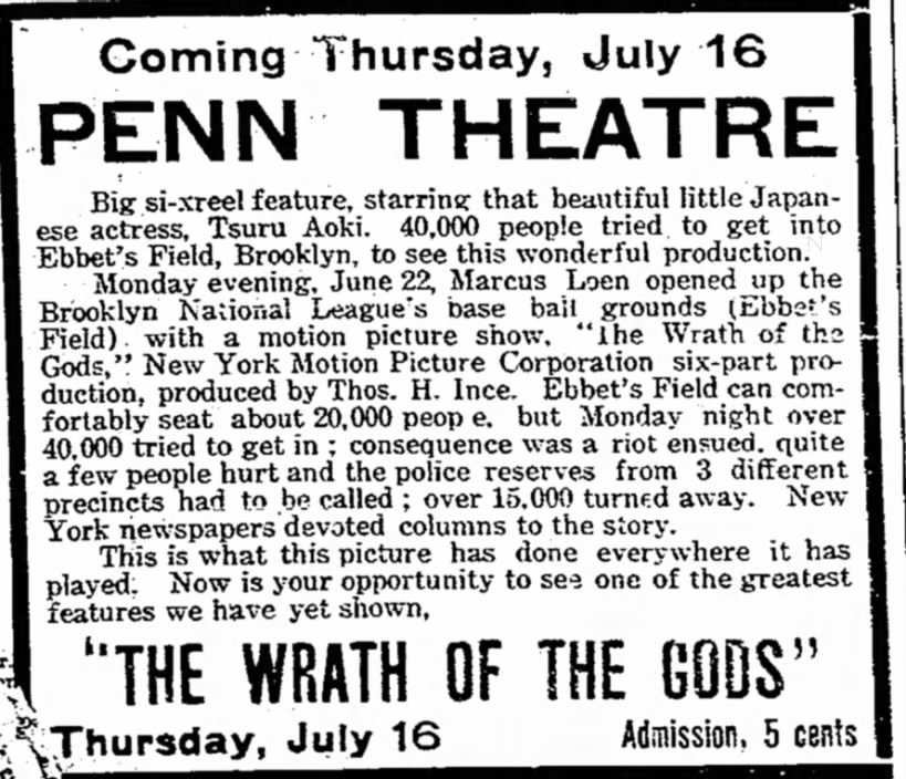 Advertisement for The Wrath of The Gods