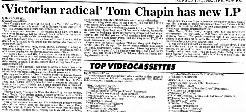 Tom Chapin reflects on his work on "Blue Water, White Death" (1986)