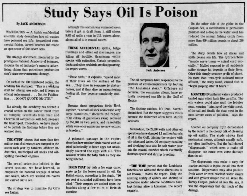 Study says oil is poison (1974)