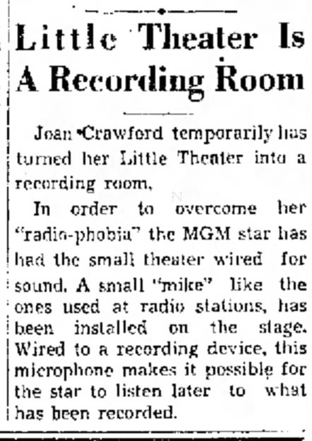Little theater is a recording room (radiophobia) (1937)