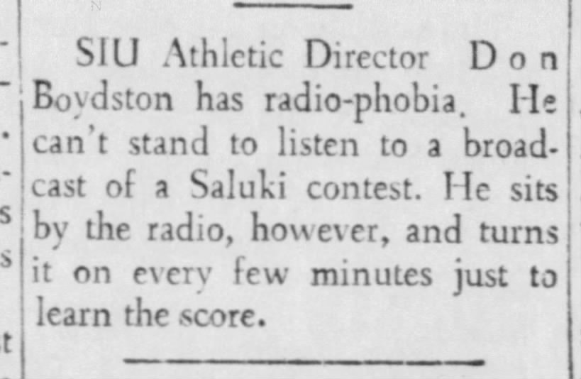 Athletic director has radiophobia (1959)
