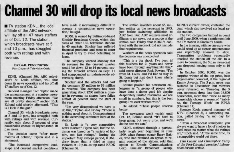 Channel 30 will drop its local news broadcasts