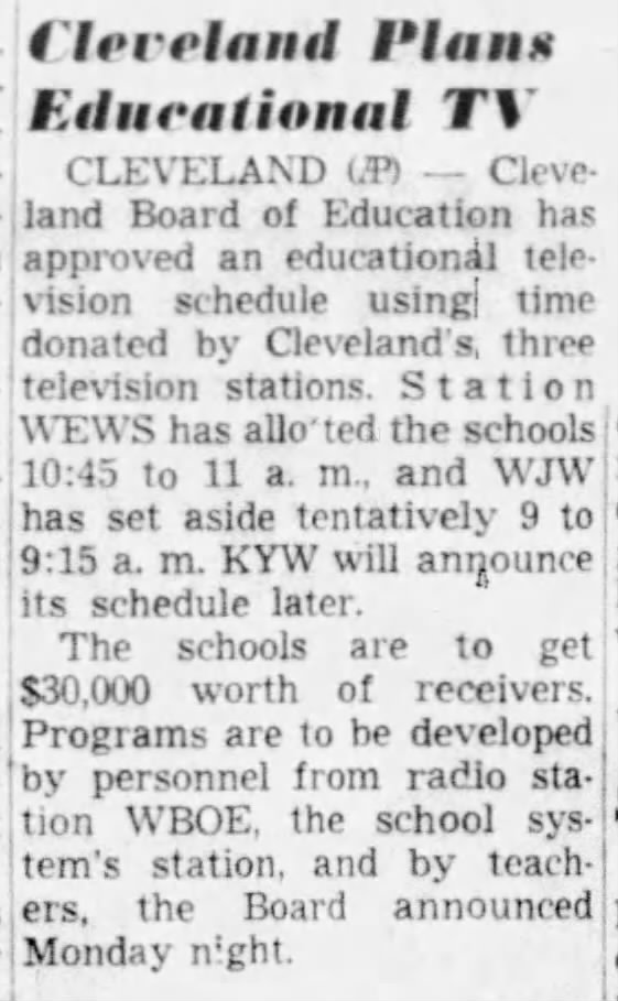 Cleveland Plans Educational TV