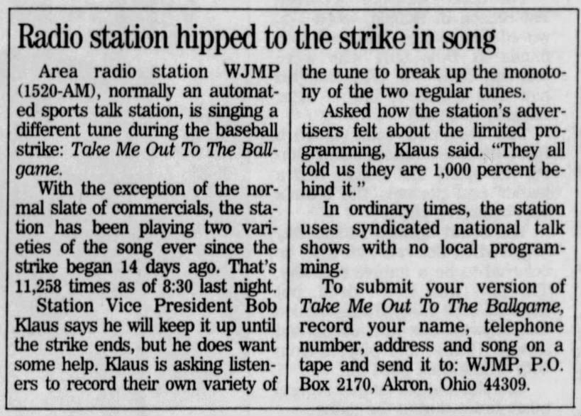 Radio station hipped to the strike in song