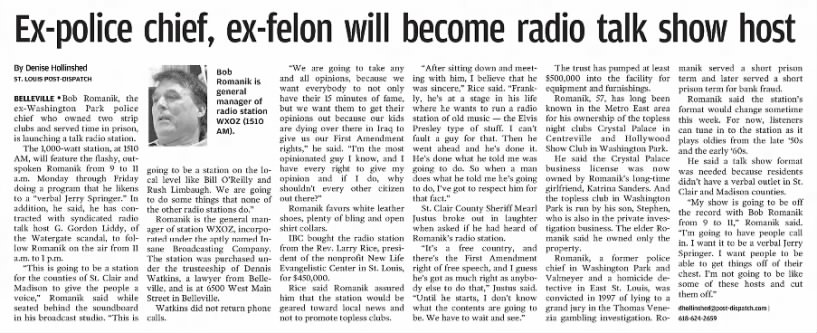 Ex-police chief, ex-felon will become radio talk show host, pt. 2