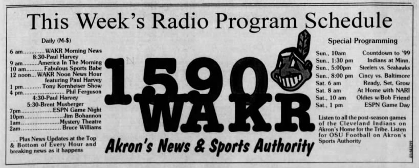 1590 WAKR: This Week's Radio Program Schedule (ad)