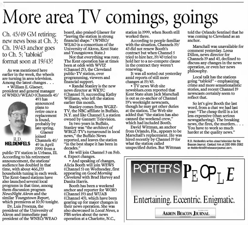 More area TV comings, goings