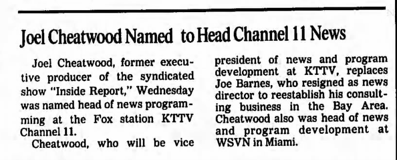Joel Cheatwood Named to Head Channel 11 News
