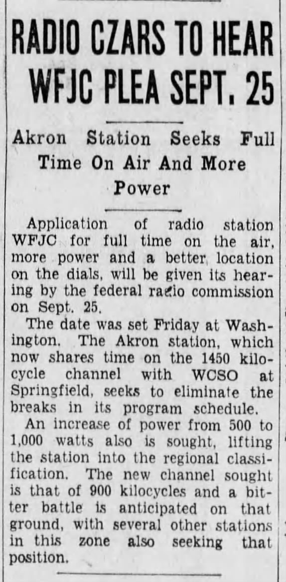 Radio Czars To Hear WFJC Plea Sept. 25
