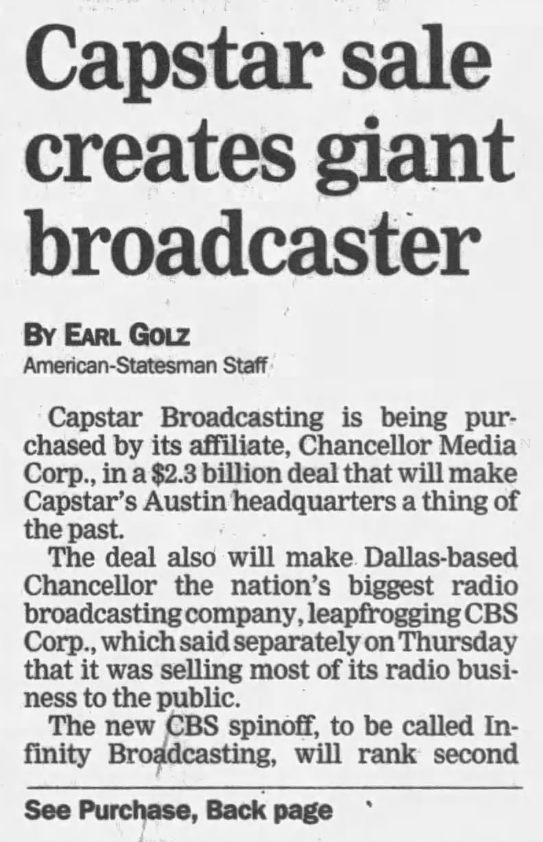 Capstar sale creates giant broadcaster