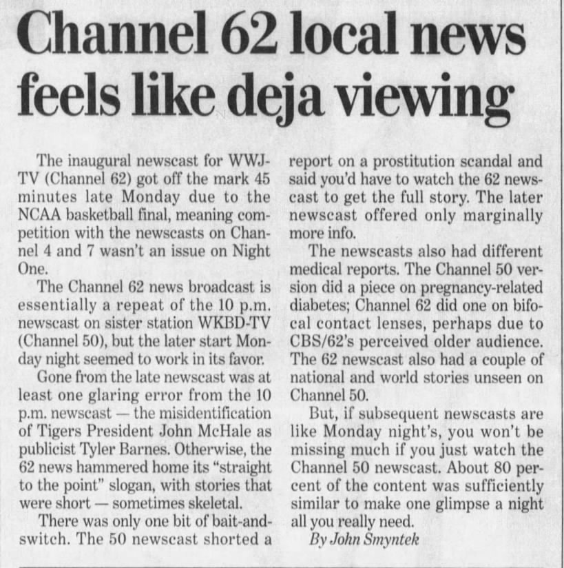Channel 62 local news feels like deja viewing
