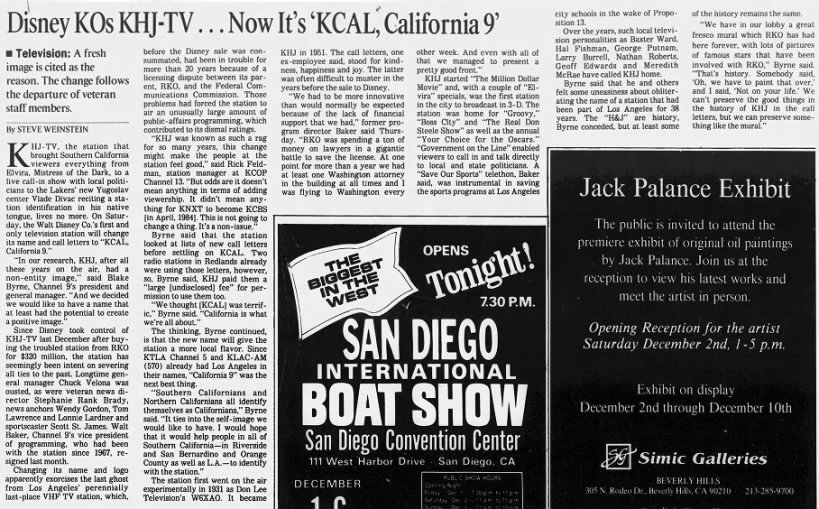 Disney KOs KHJ-TV... Now It's 'KCAL, California 9'