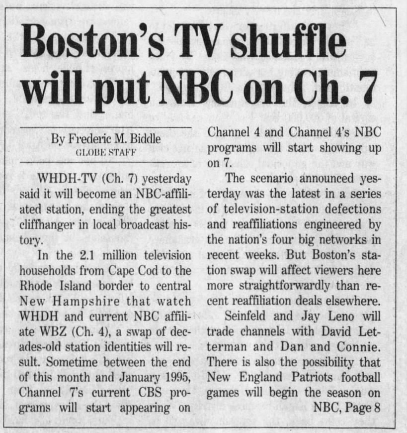 Boston's TV shuffle will put NBC on Ch. 7