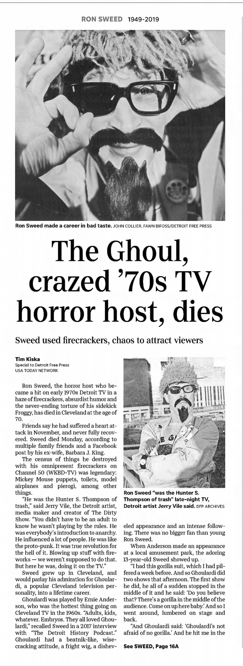 The Ghoul, crazed '70s TV horror host, dies