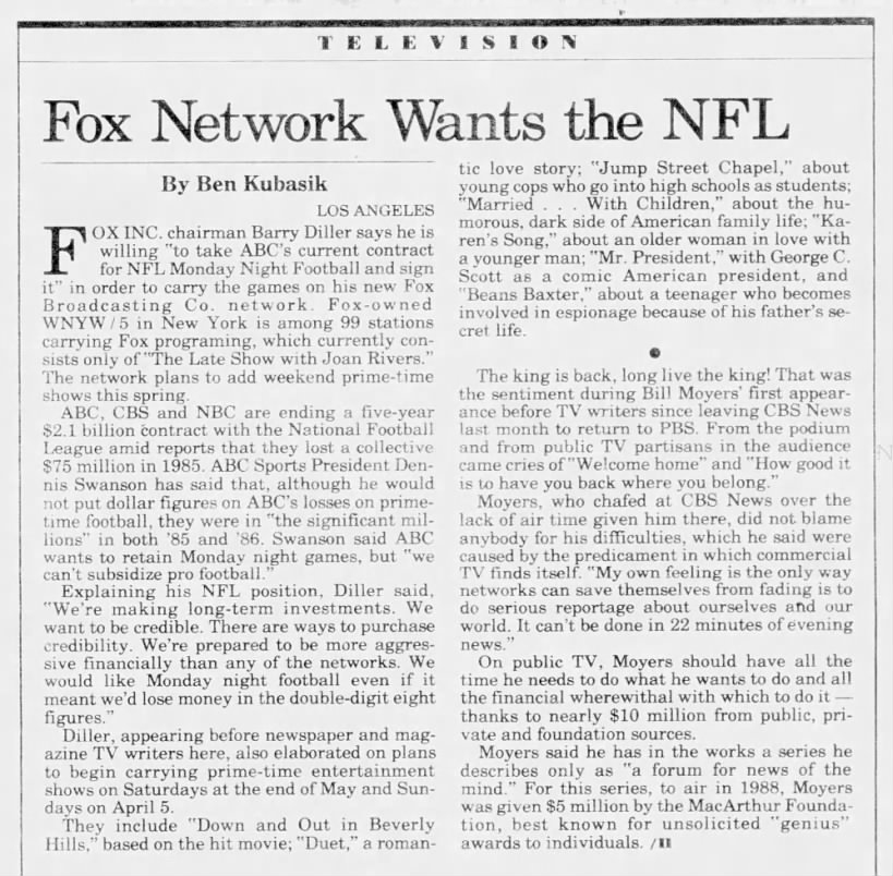 Fox Network Wants the NFL