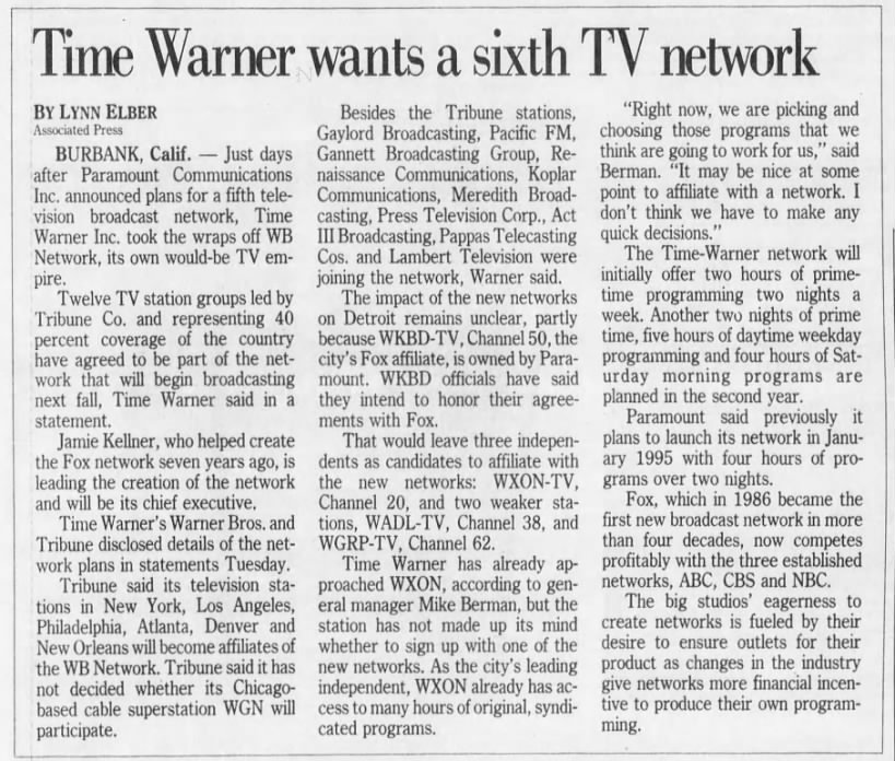 Time Warner wants a sixth TV network