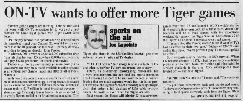 ON-TV wants to offer more Tiger games