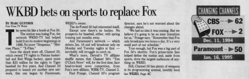WKBD bets on sports to replace Fox