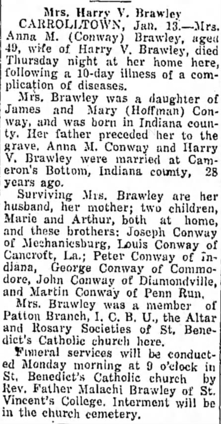 Anna Mary Conway Brawley obituary