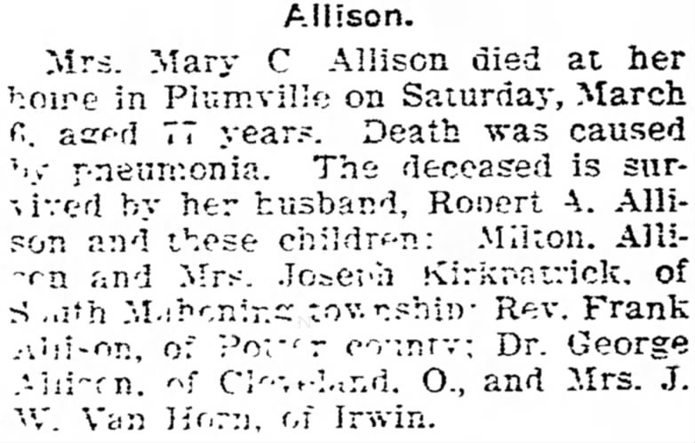 Mary Allison obituary