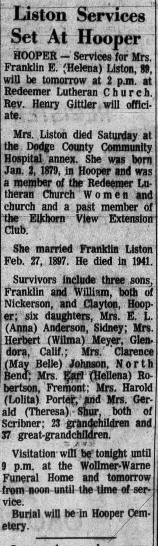 Obituary for Franklin E. Liston (Aged 89)