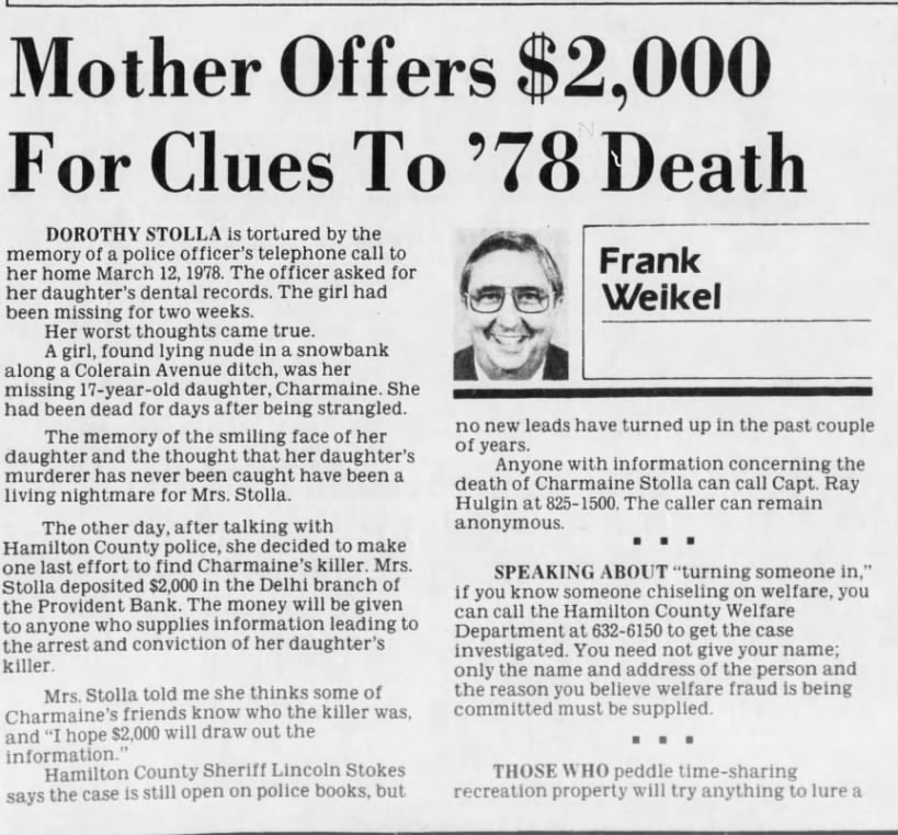 Mother Offers $2,000 For Clues To '78 Death