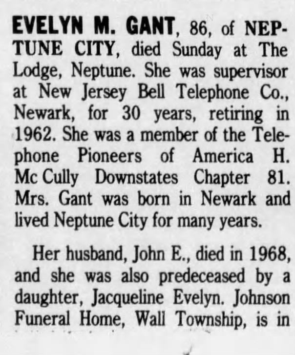 Obituary for EVELYN M. GANT