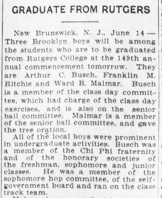 Grandpa's Graduation announcement from Rutgers, 1915