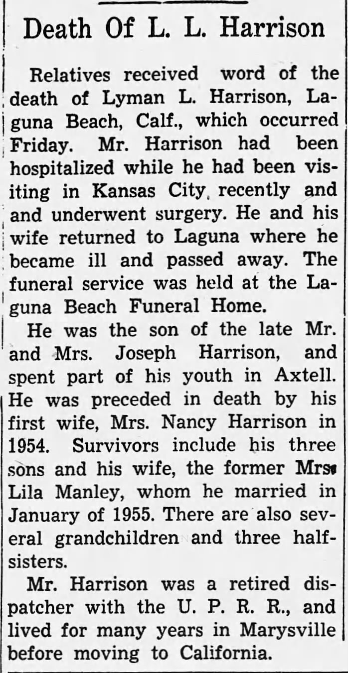 Obituary for Lyman L. Harrison