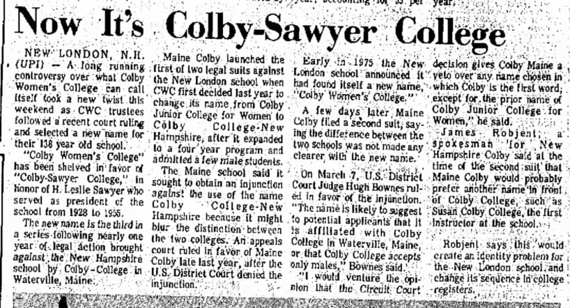 Now It's Colby-Sawyer College