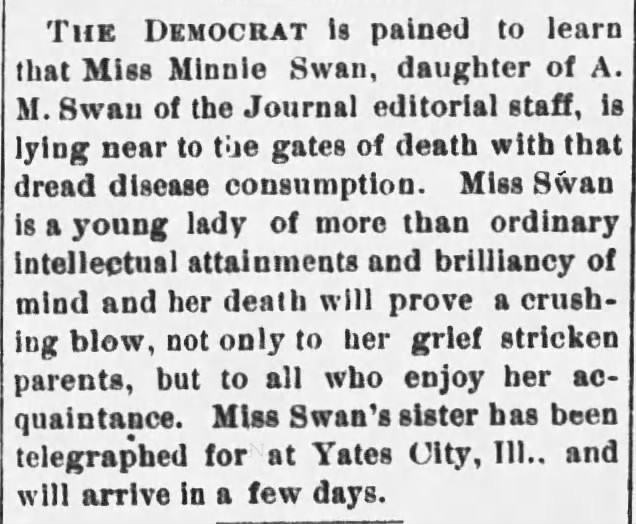 Minnie Swan Article, ABQ Morning Democrat, Jul 23, 1886, Page 4