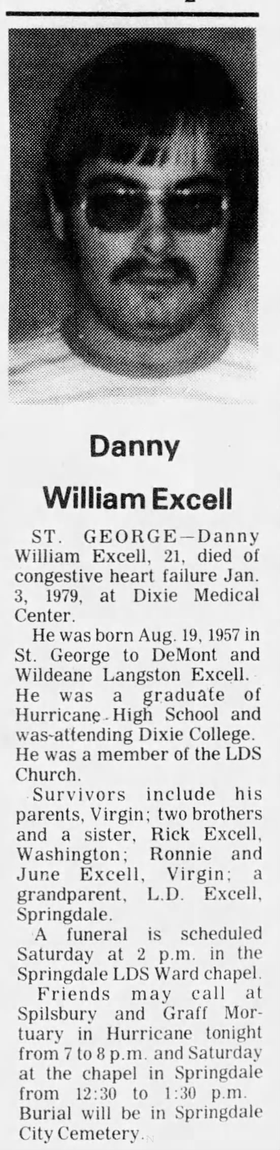Danny William Excell; Obit.